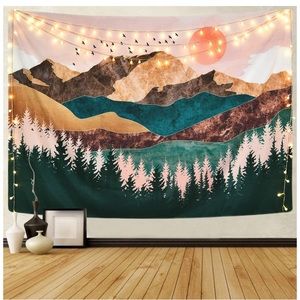 Retro Colorful Mountain Sunset Modern Nature Wall Tapestry/Pop Art